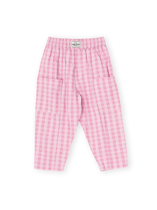 Lightweight Gingham Kit Pocket Pant Pink