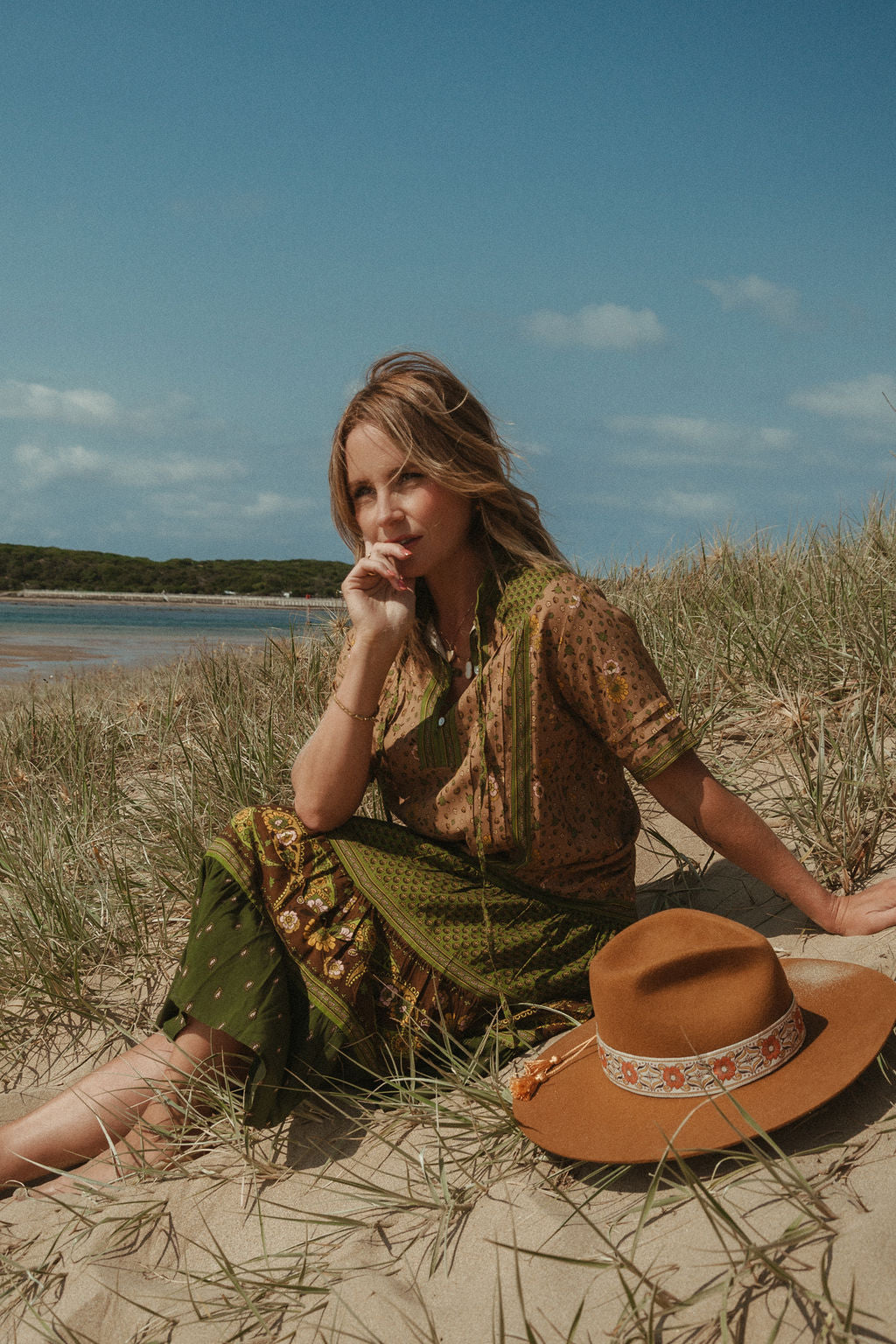 Elizabeth Midi Dress - Olive Multi