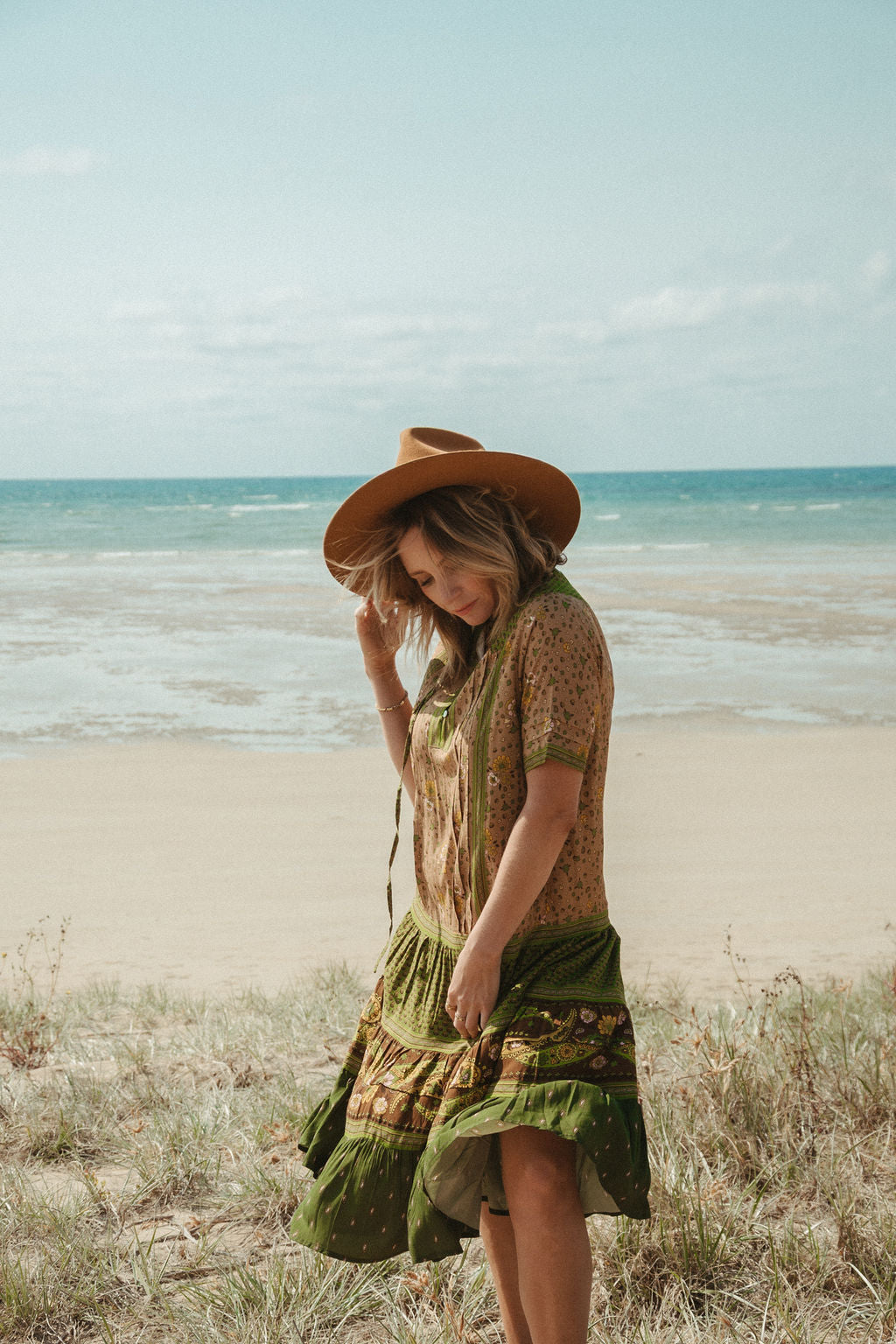 Elizabeth Midi Dress - Olive Multi