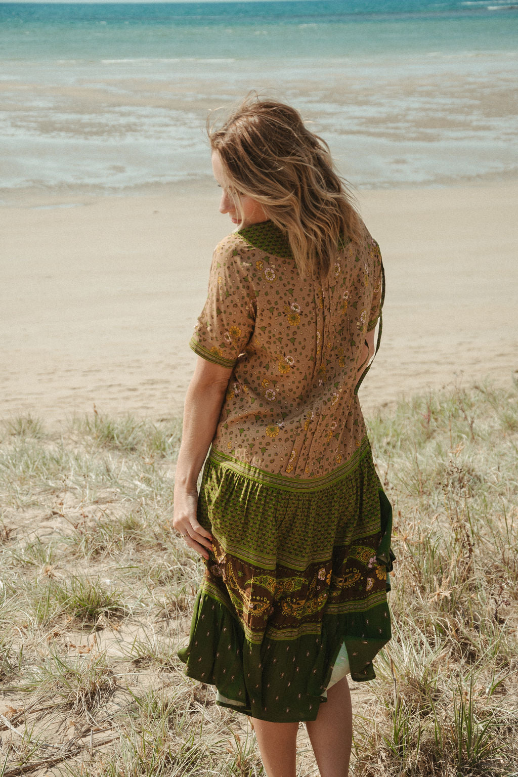 Elizabeth Midi Dress - Olive Multi