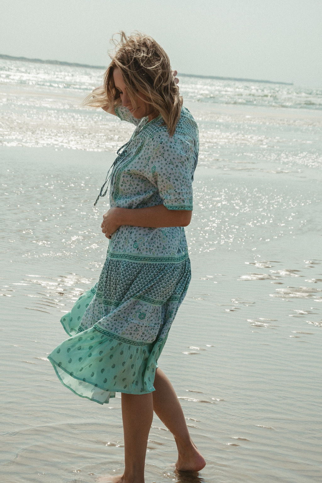 Elizabeth Midi Dress -  Aqua Multi