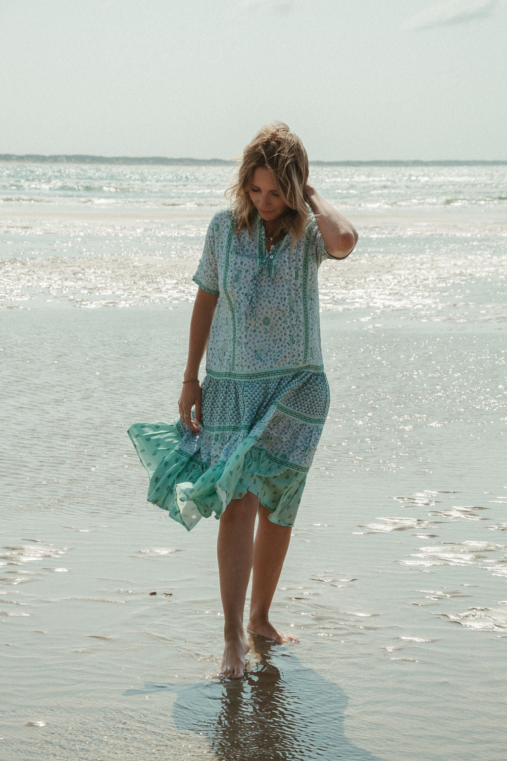 Elizabeth Midi Dress -  Aqua Multi