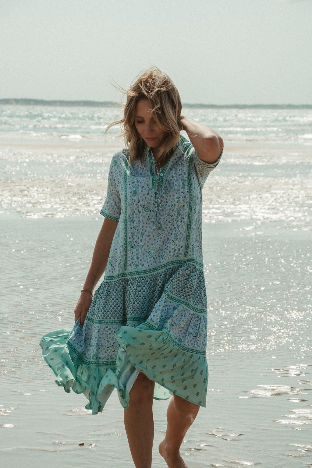 Elizabeth Midi Dress -  Aqua Multi