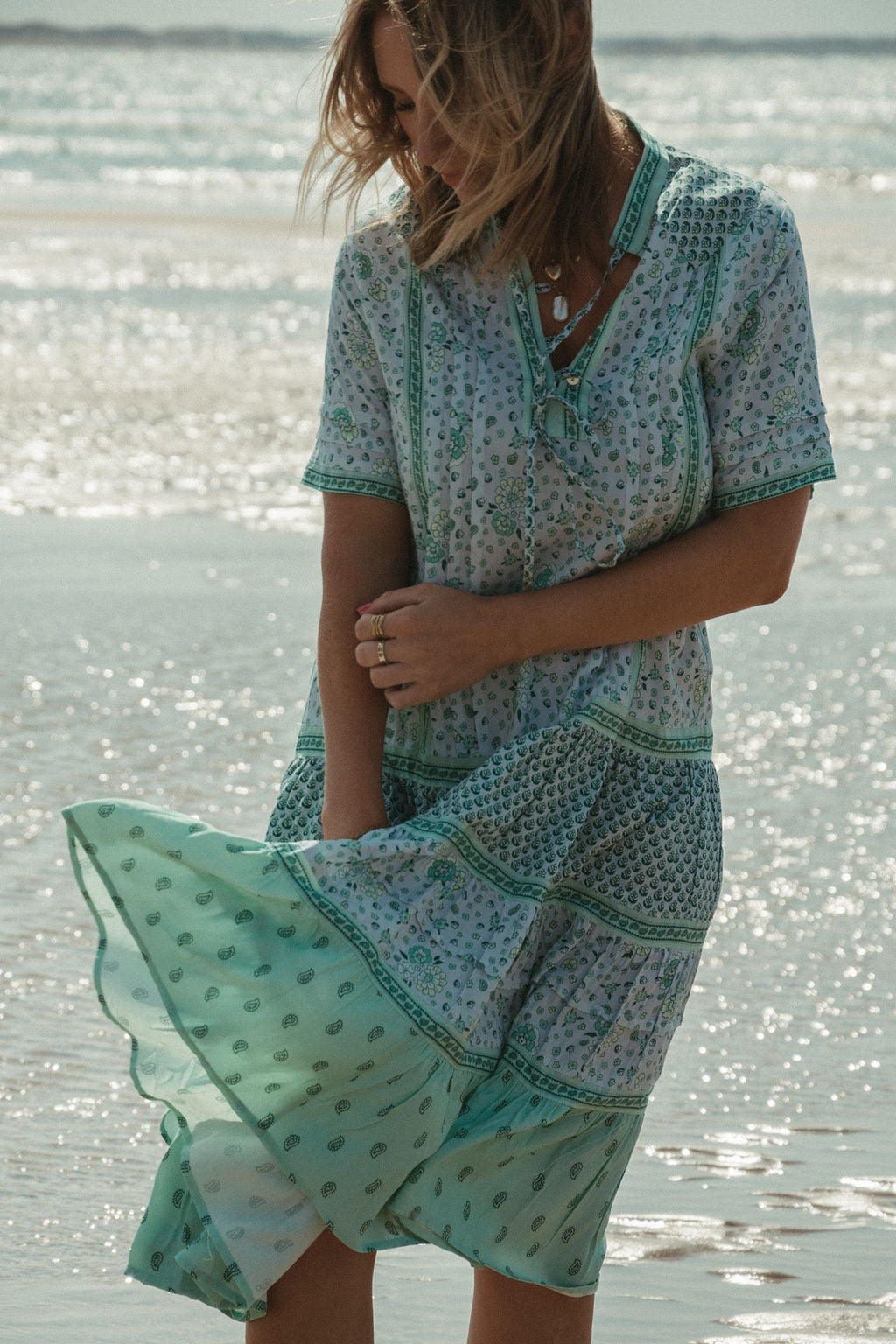 Elizabeth Midi Dress -  Aqua Multi