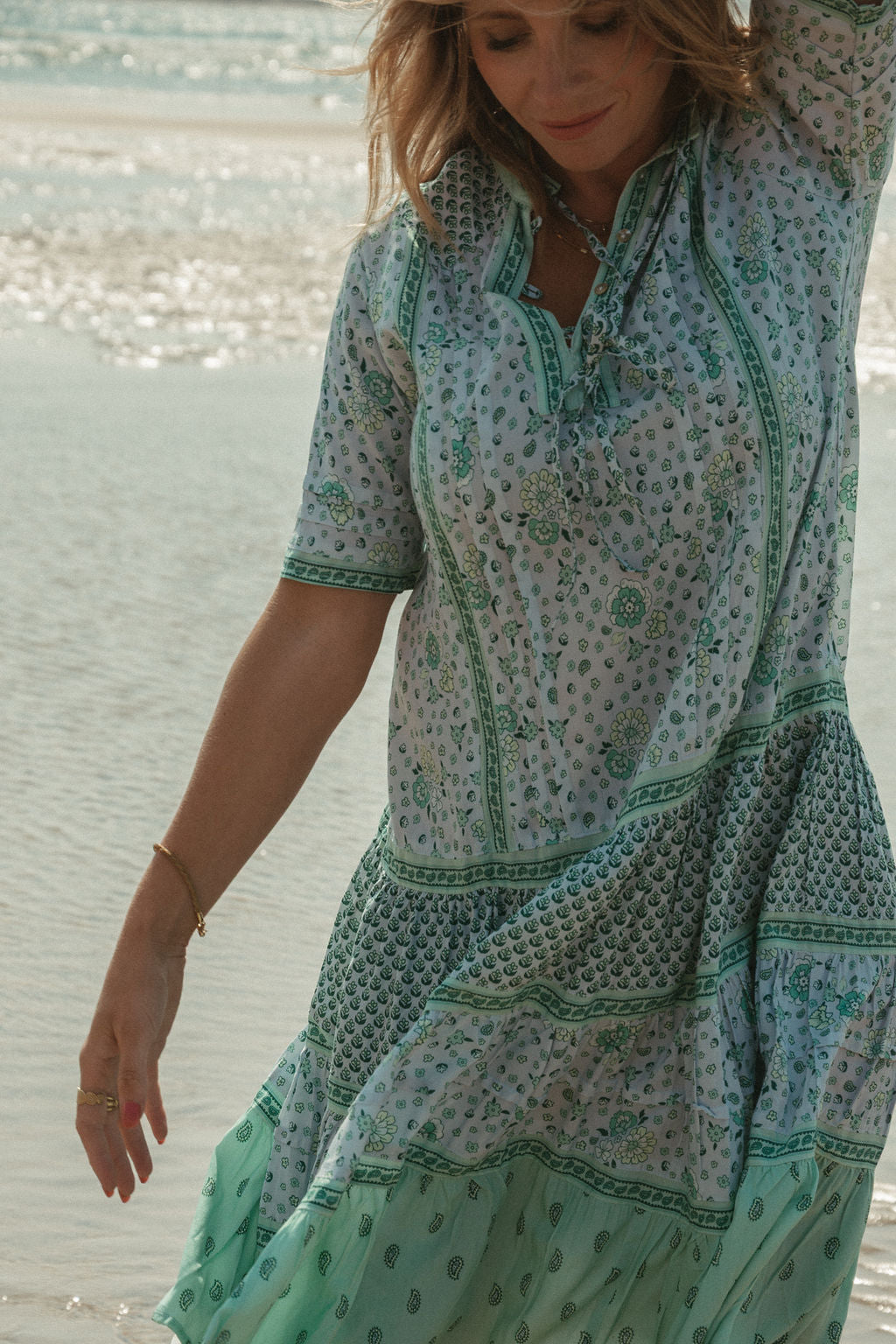 Elizabeth Midi Dress -  Aqua Multi