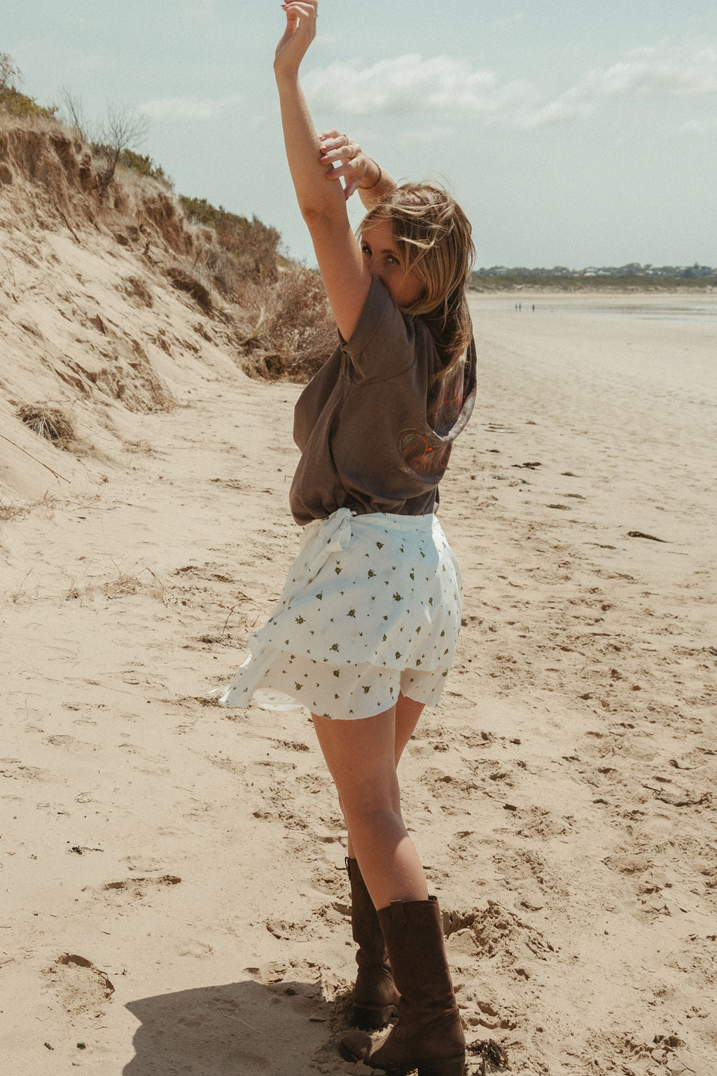 Emily Mini Wrap Skirt - White Floral