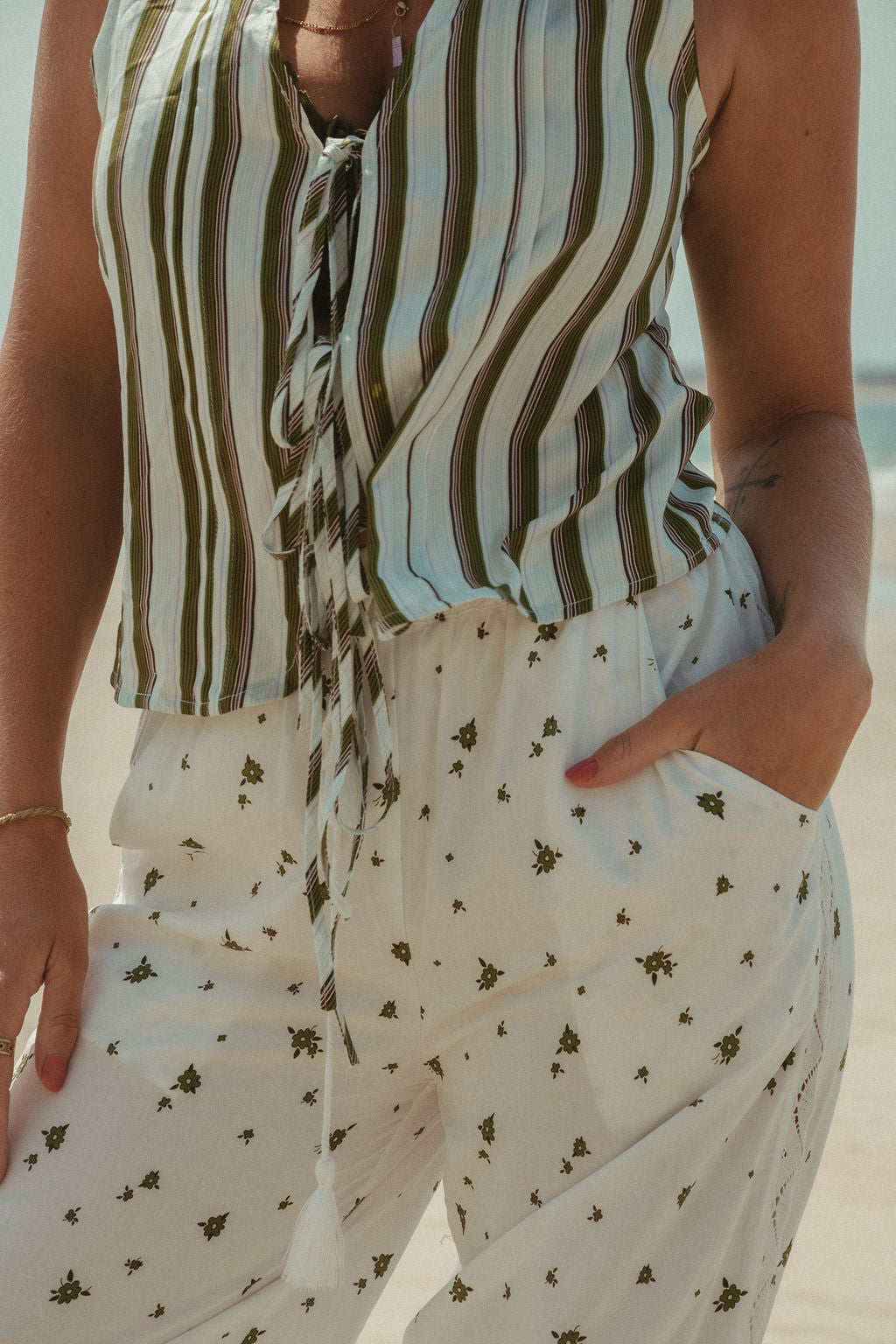 Matlack Pant - White Ditsy