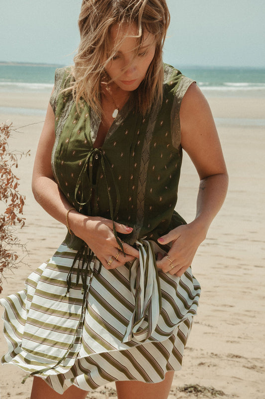 Emily Mini Wrap Skirt - Striped