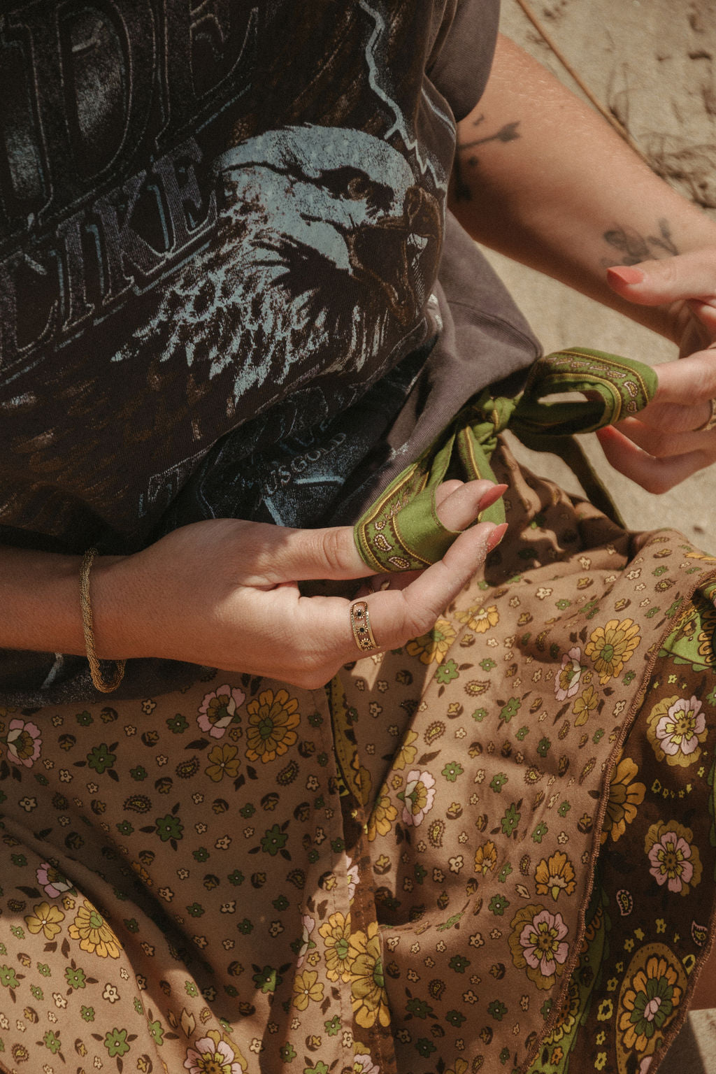 Emily Mini Wrap Skirt -  Olive Multi