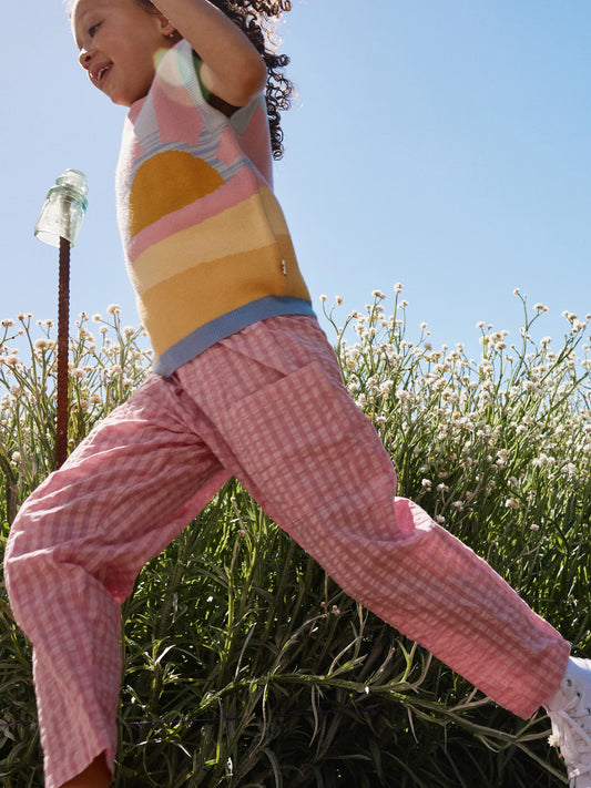 Lightweight Gingham Kit Pocket Pant Pink