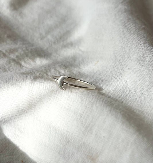 Crescent Moon Ring Sterling Silver