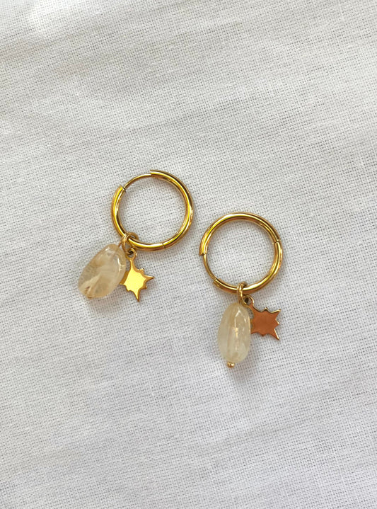 Celestial Gem Huggies | Citrine
