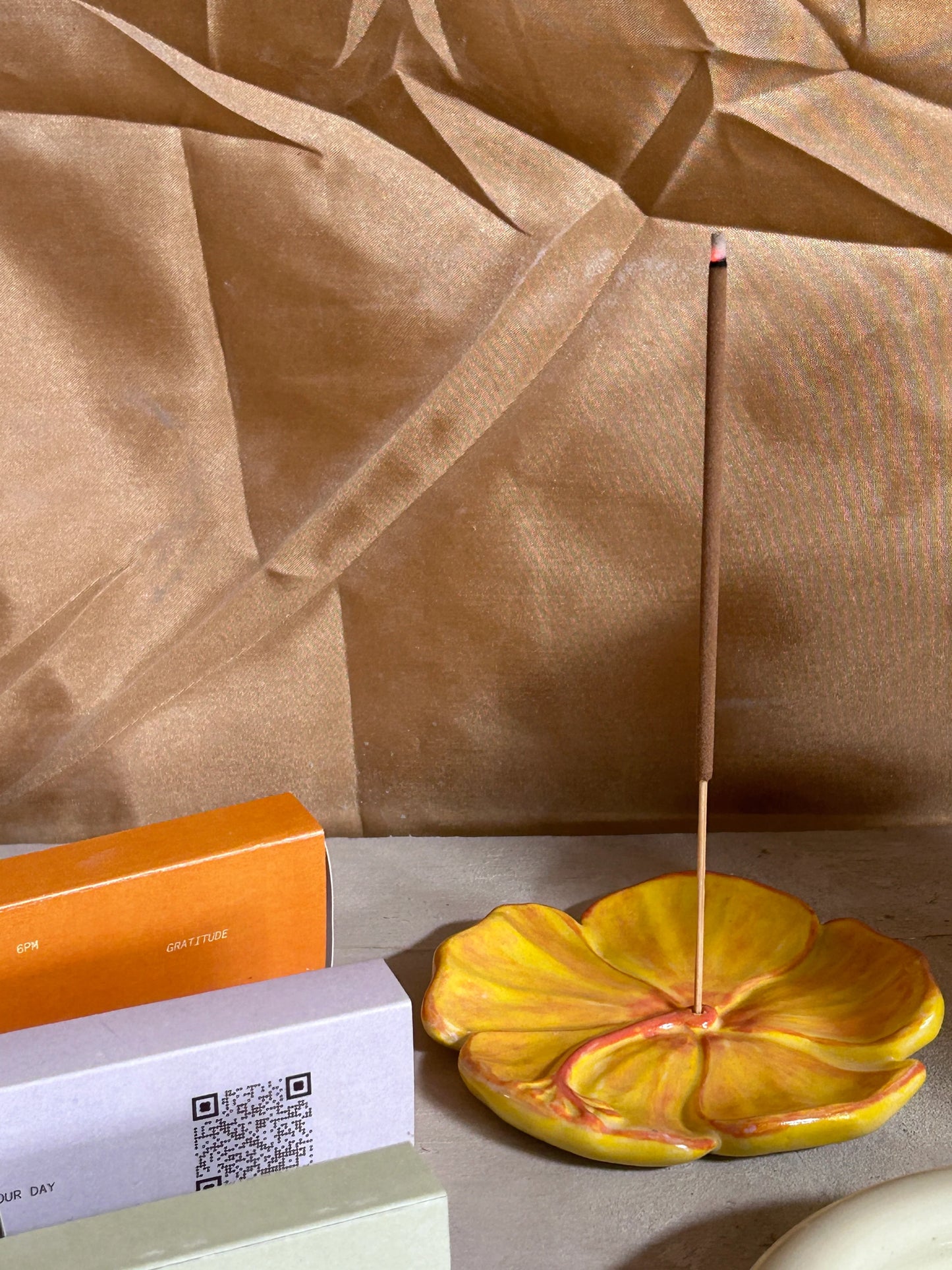 Hibiscus Ceramic Incense Holder