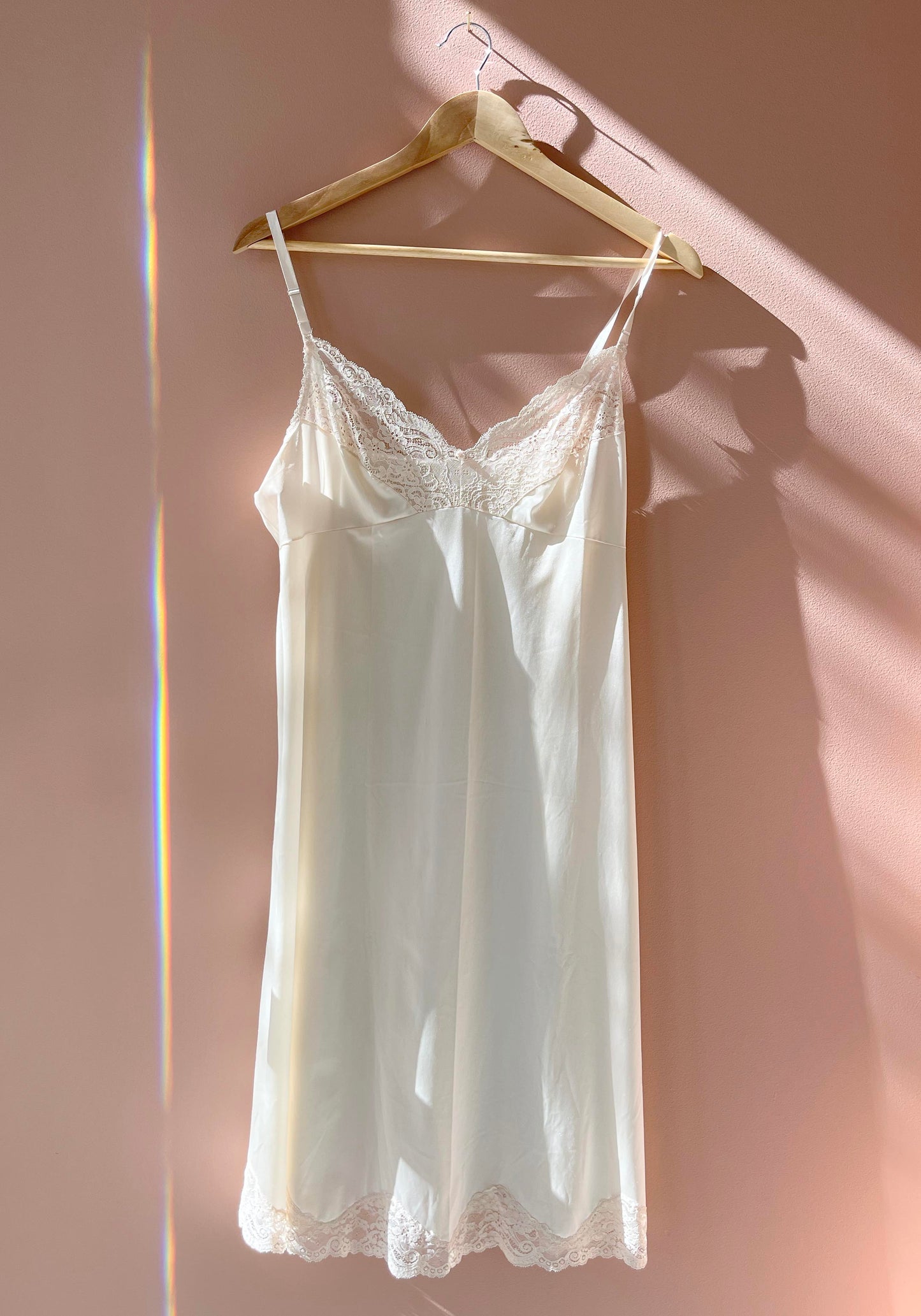 RENEW | Cream Silk Lace Slip Dress With Rosette