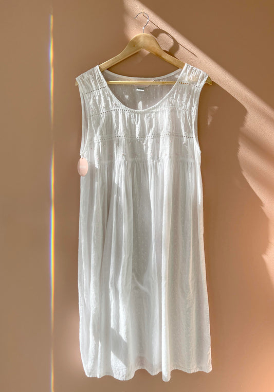 RENEW | White Dobby Midi Dress with Ditsy Rosettes