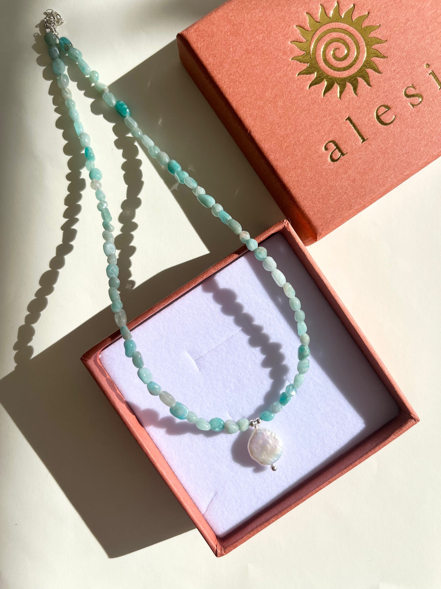 Amazonite Keshi Pearl Necklace