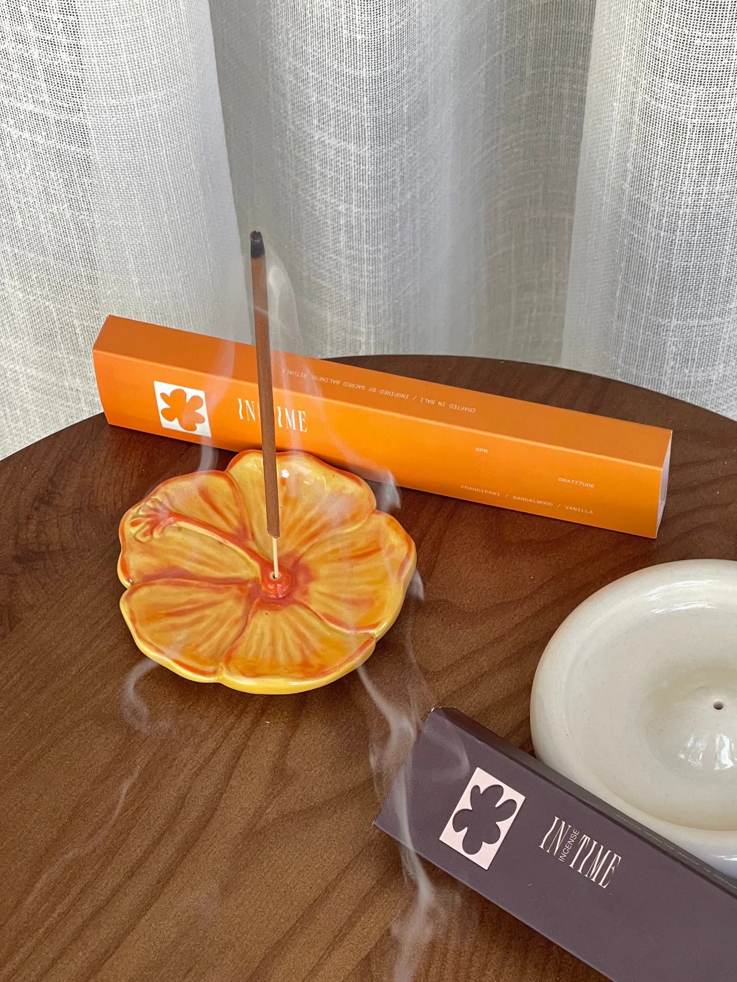 Hibiscus Ceramic Incense Holder
