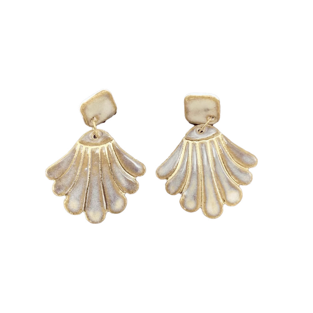 Porcelain Earrings with Gold Finish: Brown