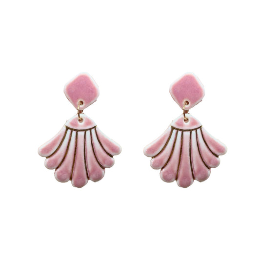 Porcelain Earrings with Gold Finish: Pink