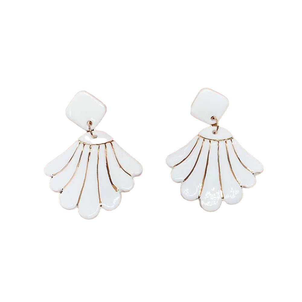 Porcelain Earrings with Gold Finish: White