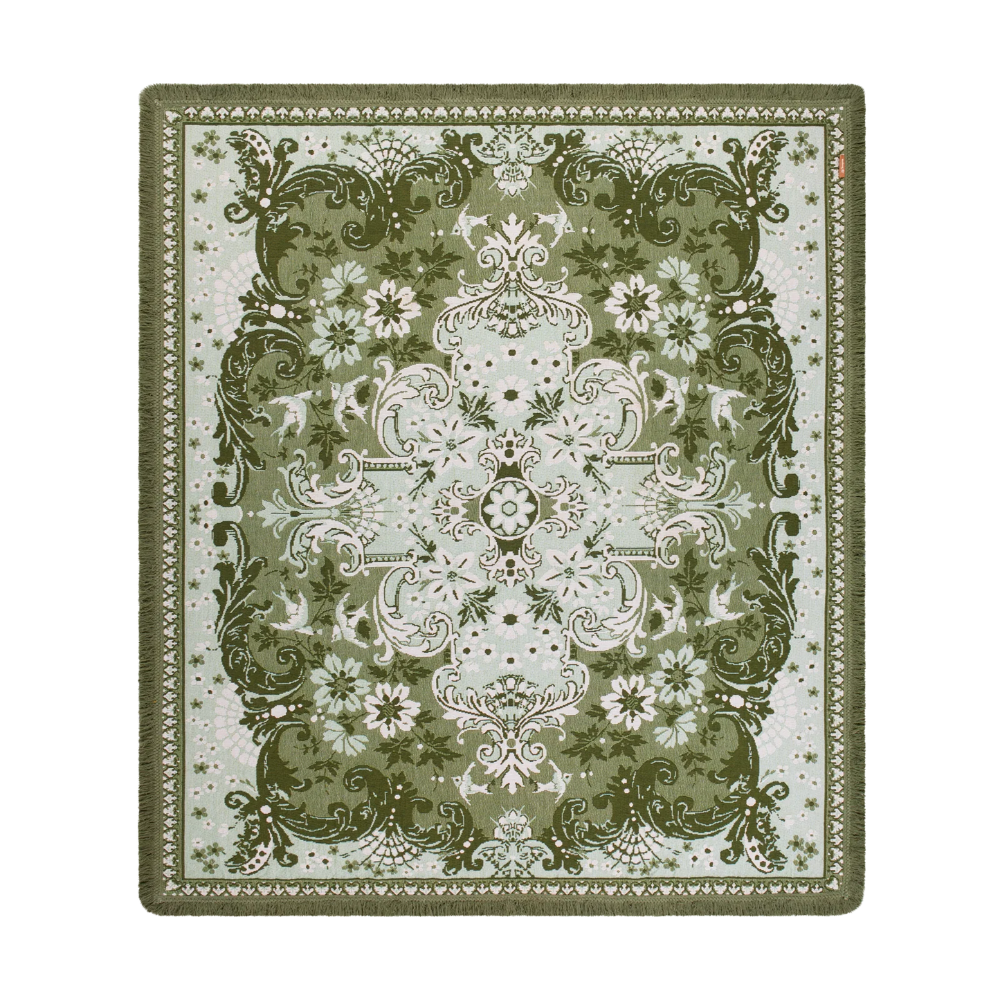 Ornate Floral Throw - Fern