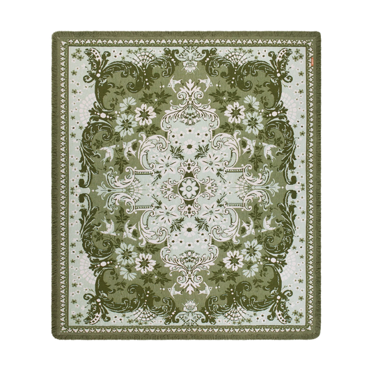 Ornate Floral Throw - Fern