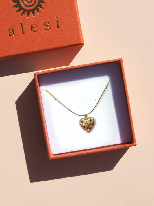 Multicoloured Heart necklace gold