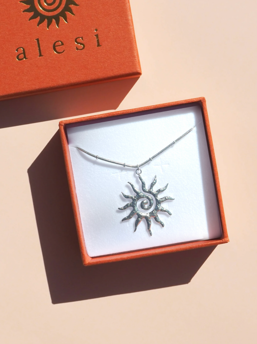 Alesi Silver Necklace - Spiral Sun
