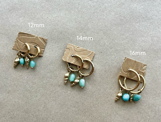 Worm Snail Shell Earrings - Aquamarine