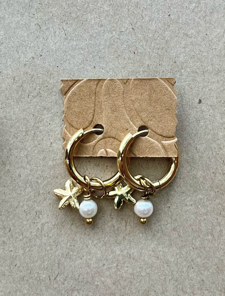 Starfish Earrings - Natural Pearl