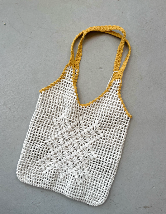 The Sunday Crochet Bag | Cream/Ochre