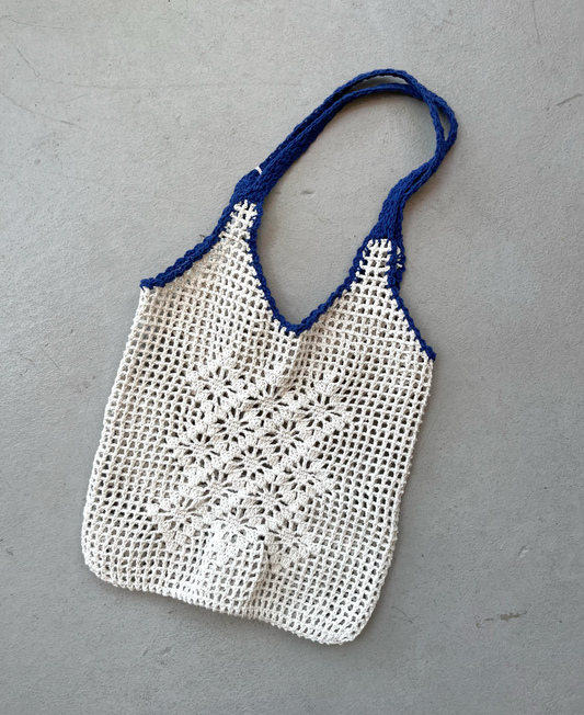 The Sunday Crochet Bag | Cream/Cobalt