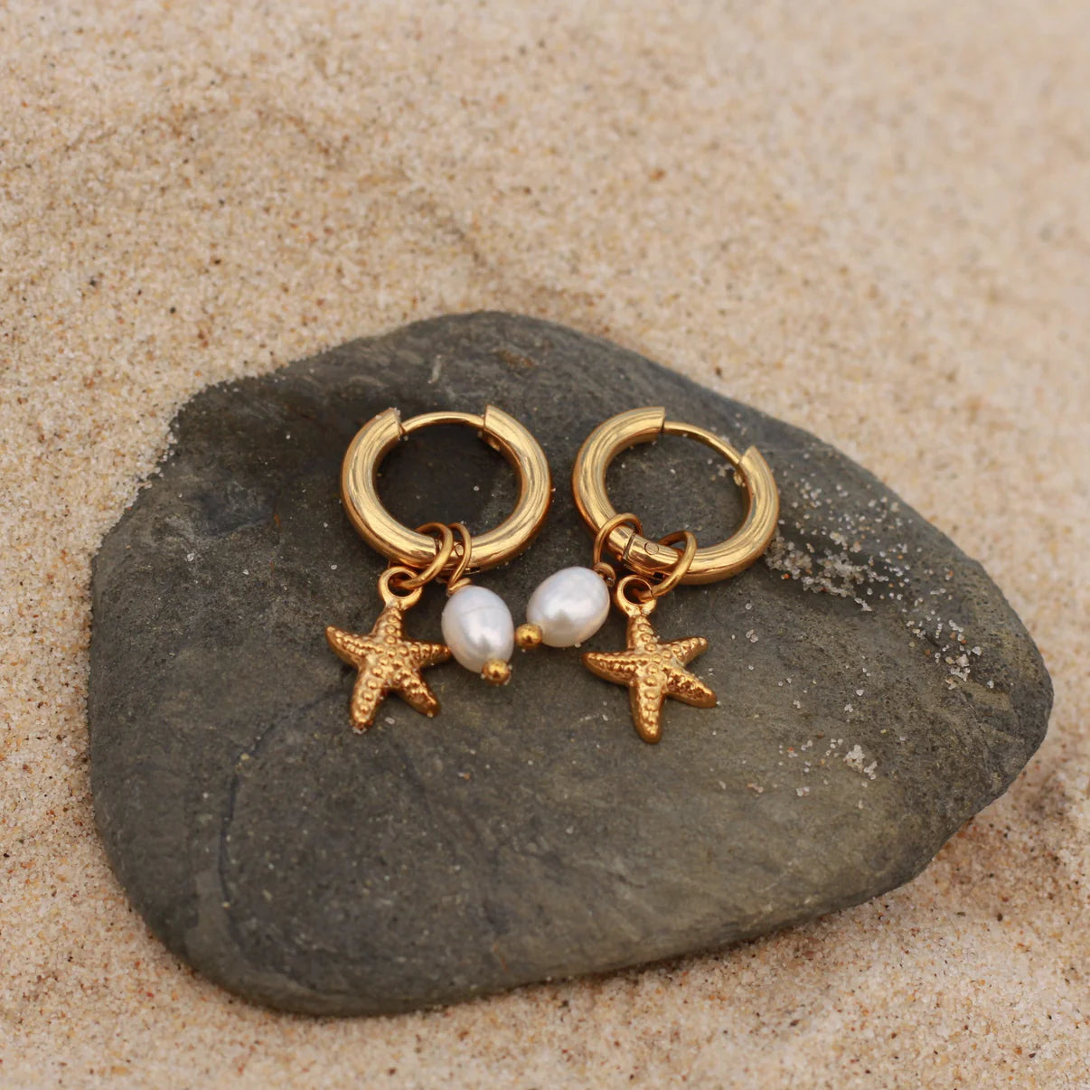 Starfish Earrings - Natural Pearl