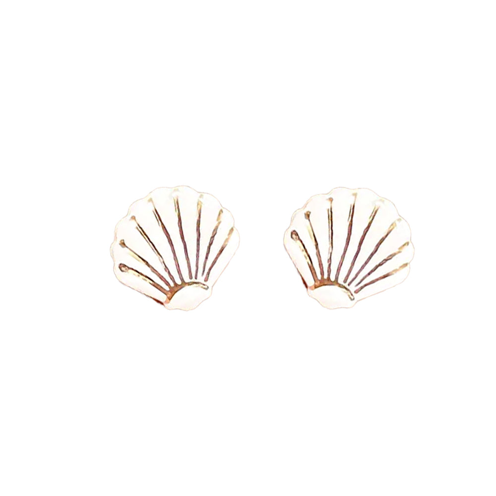 Sea Shell - Porcelain Stud Earrings: White