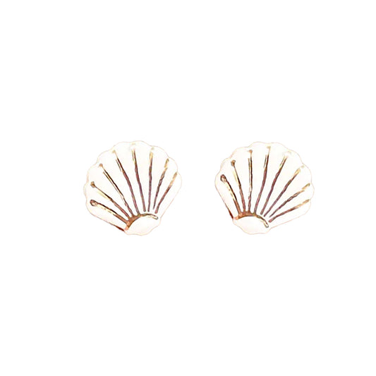 Sea Shell - Porcelain Stud Earrings: White