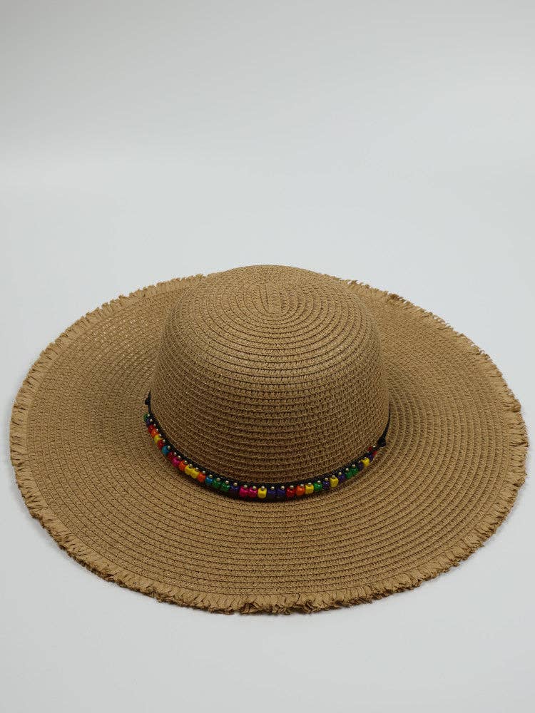 Floppy Beaded Sun Hat - Cancun - Natural