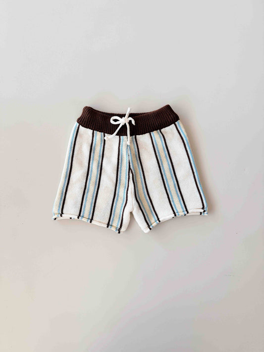 Retro Stripe Shorts - Azure