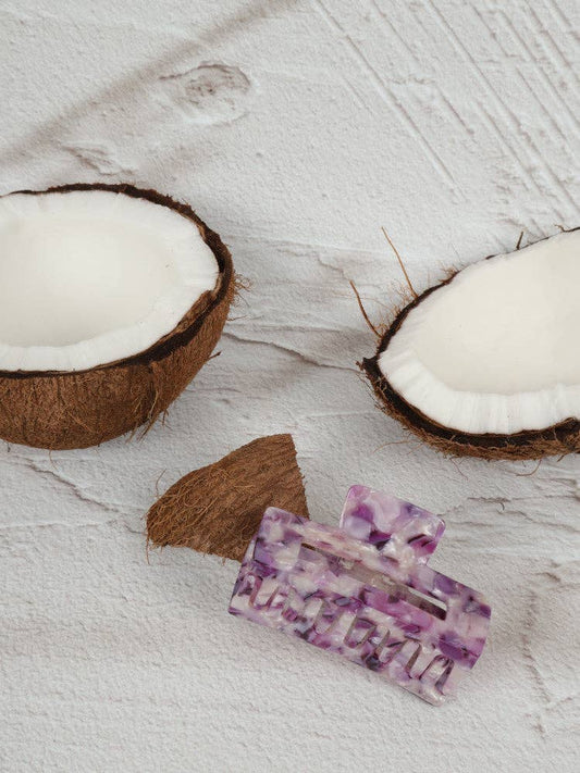 Claw Clip - Acetate Small Elongated Rectangle - Amethyst