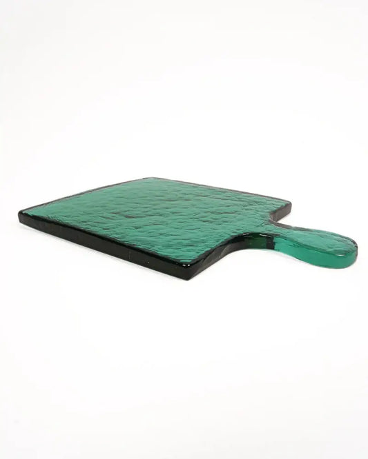 Hammered Glass Square Serving Board: Green