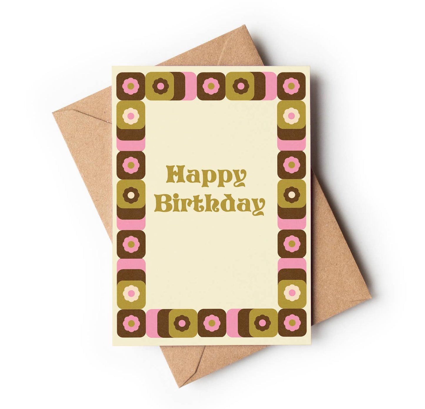 Happy Birthday Vintage Pink - Retro Style Greeting Card