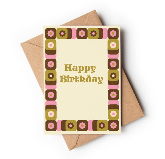 Happy Birthday Vintage Pink - Retro Style Greeting Card
