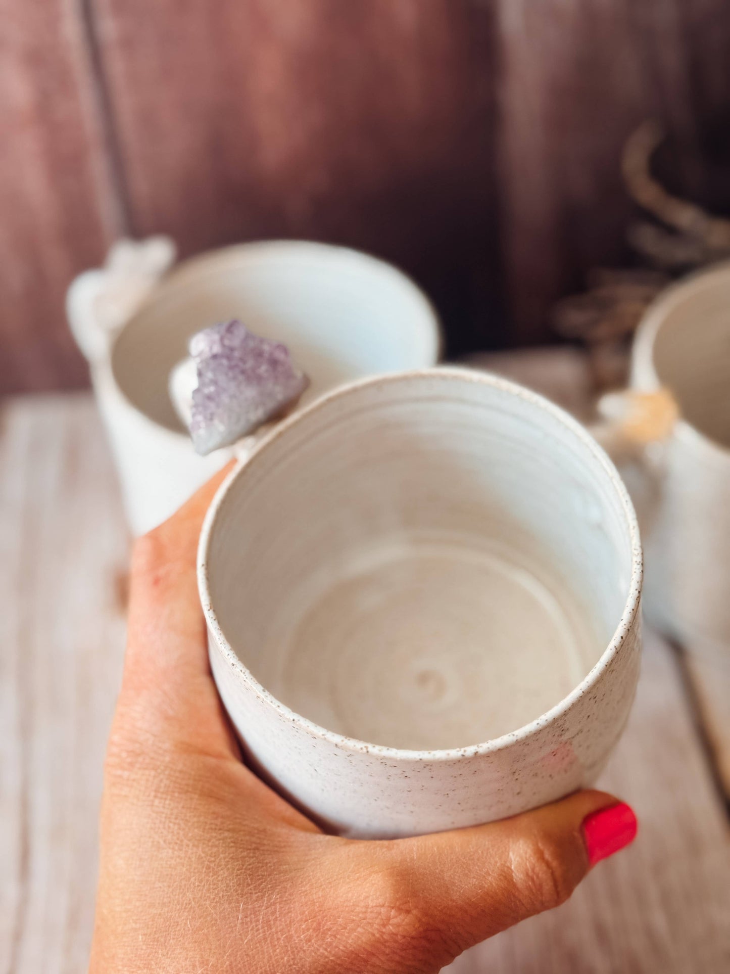 Handmade Ceramic Mug with Crystal Detail