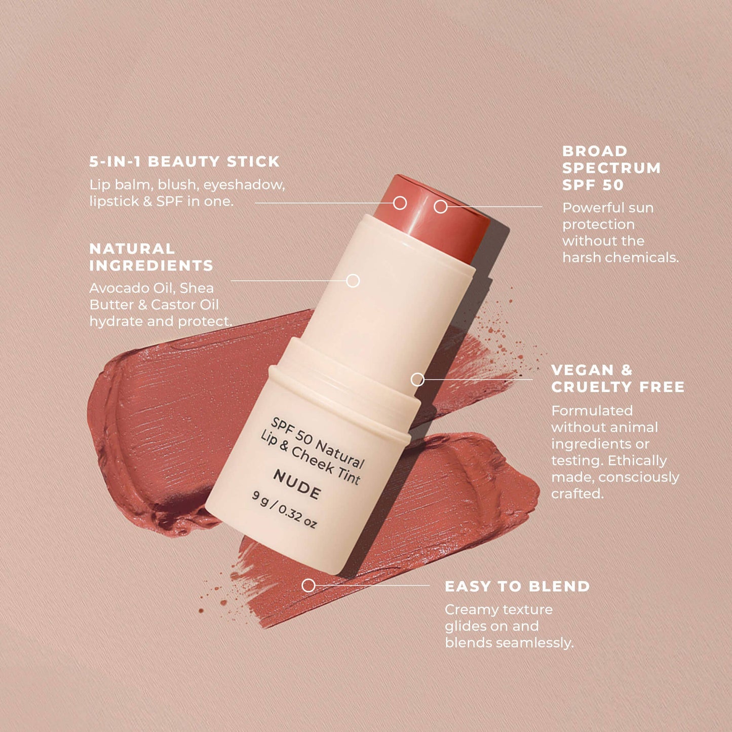 SPF 50 Natural Lip & Cheek Tint: Nude