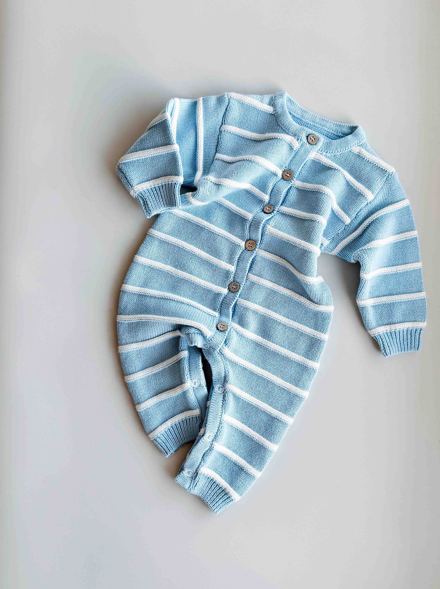 Raised Stripe Full Romper - Arctic