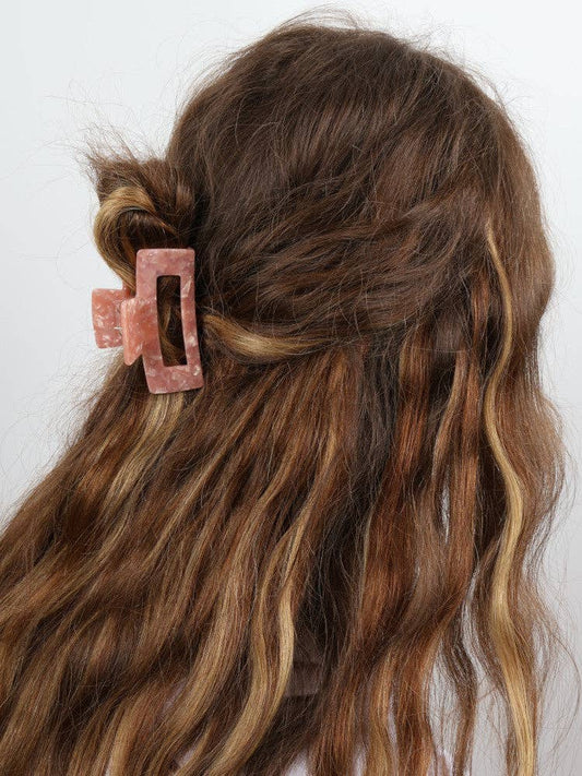 Claw Clip - Acetate Small Elongated Rectangle - Pink