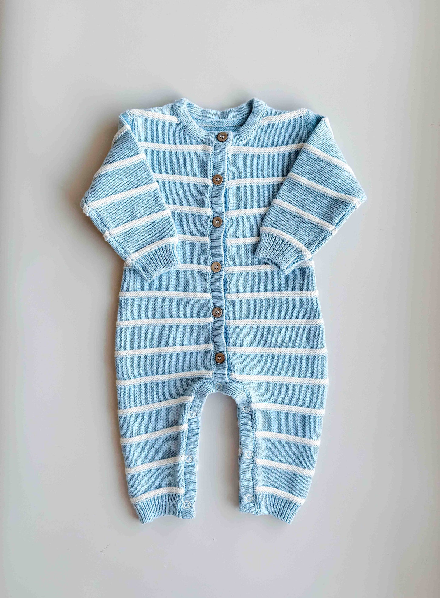 Raised Stripe Full Romper - Arctic