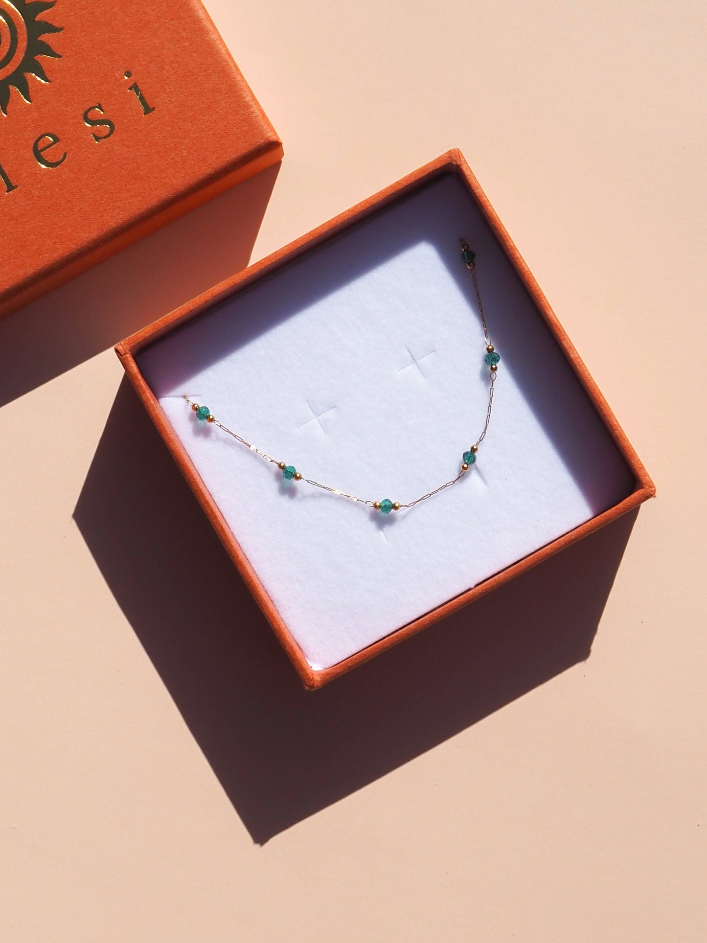 Green Satellite Necklace 18K Gold