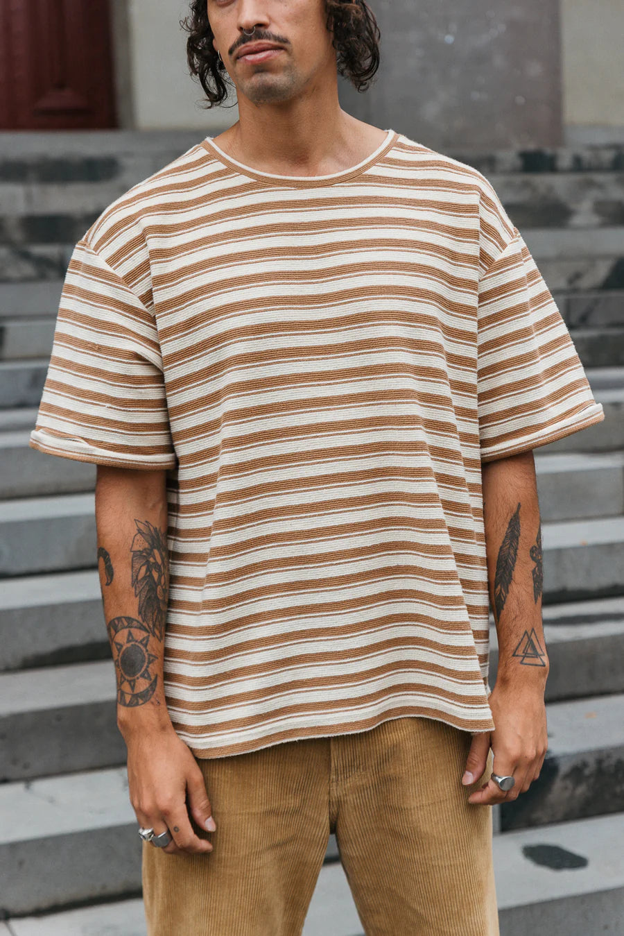 Stripe Textured  Tee  | Unisex