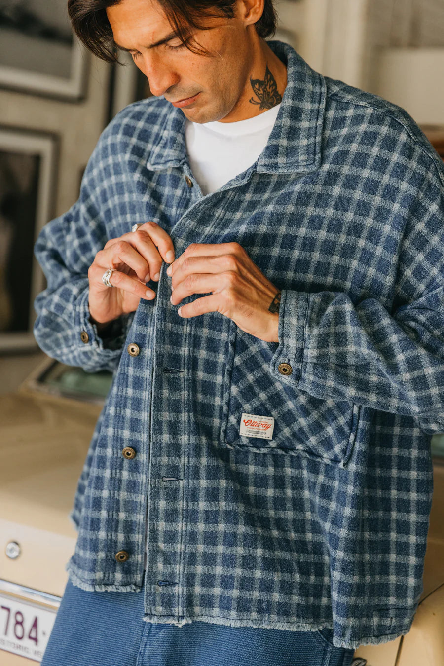 Weston Checkered Denim Jacket  | Unisex