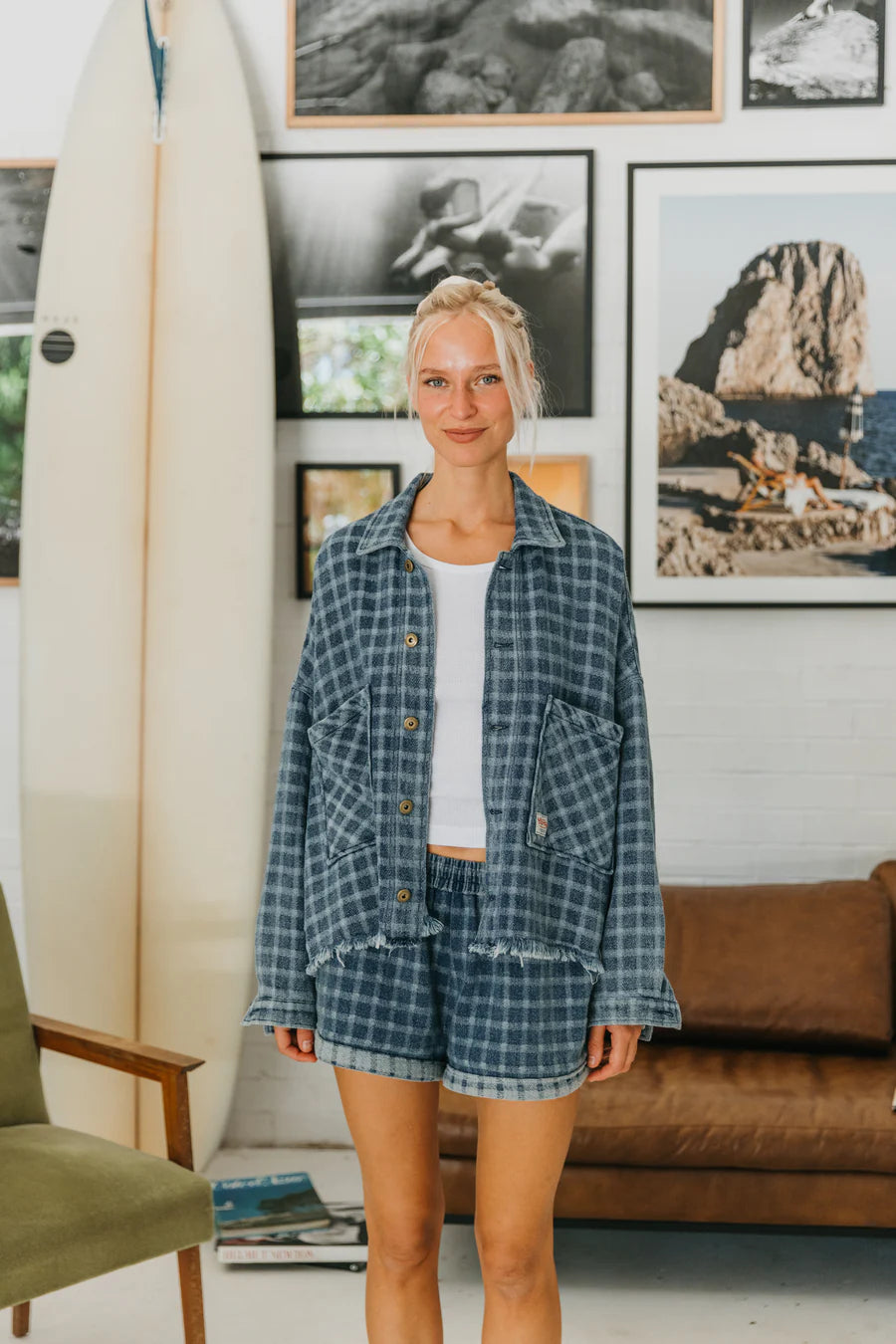 Weston Checkered Denim Jacket  | Unisex